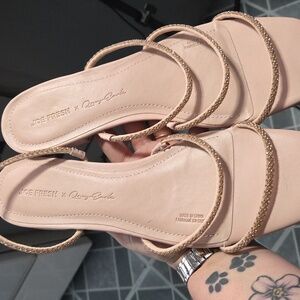 Rose gold flat sandals